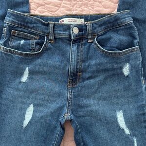Levi's Super Skinny Distressed Jeans - Medium Blue